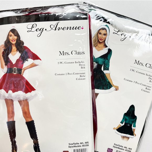 Santa’s Baby Mrs. Claus Plush Mini Dress 2-PC Costume in Green - Picture 7 of 9